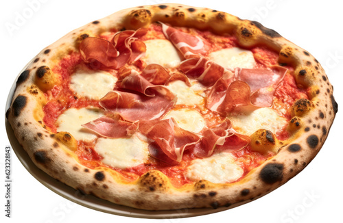 Pizza Ham, Prosciutto. Isolated on Transparent Background. generative ai