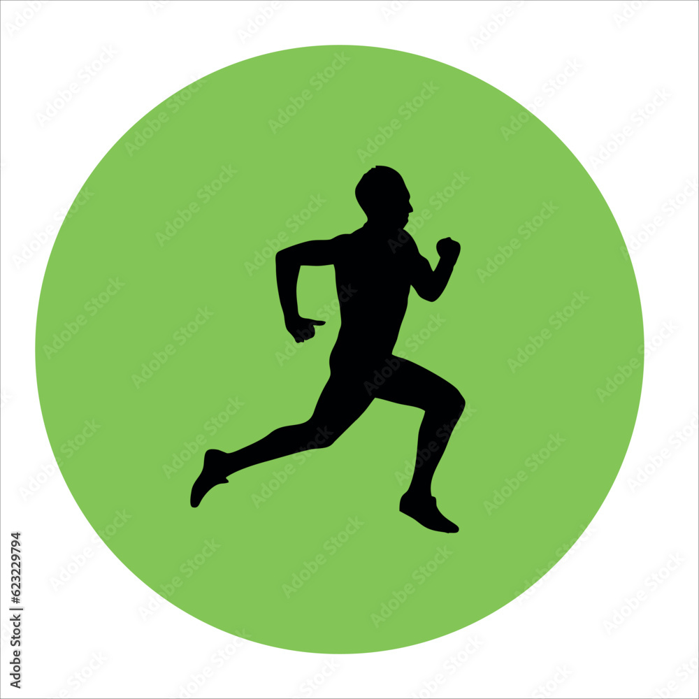 icon of a running man. Vector on white background