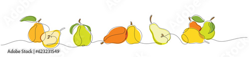 Vector colored linear illustration with pears