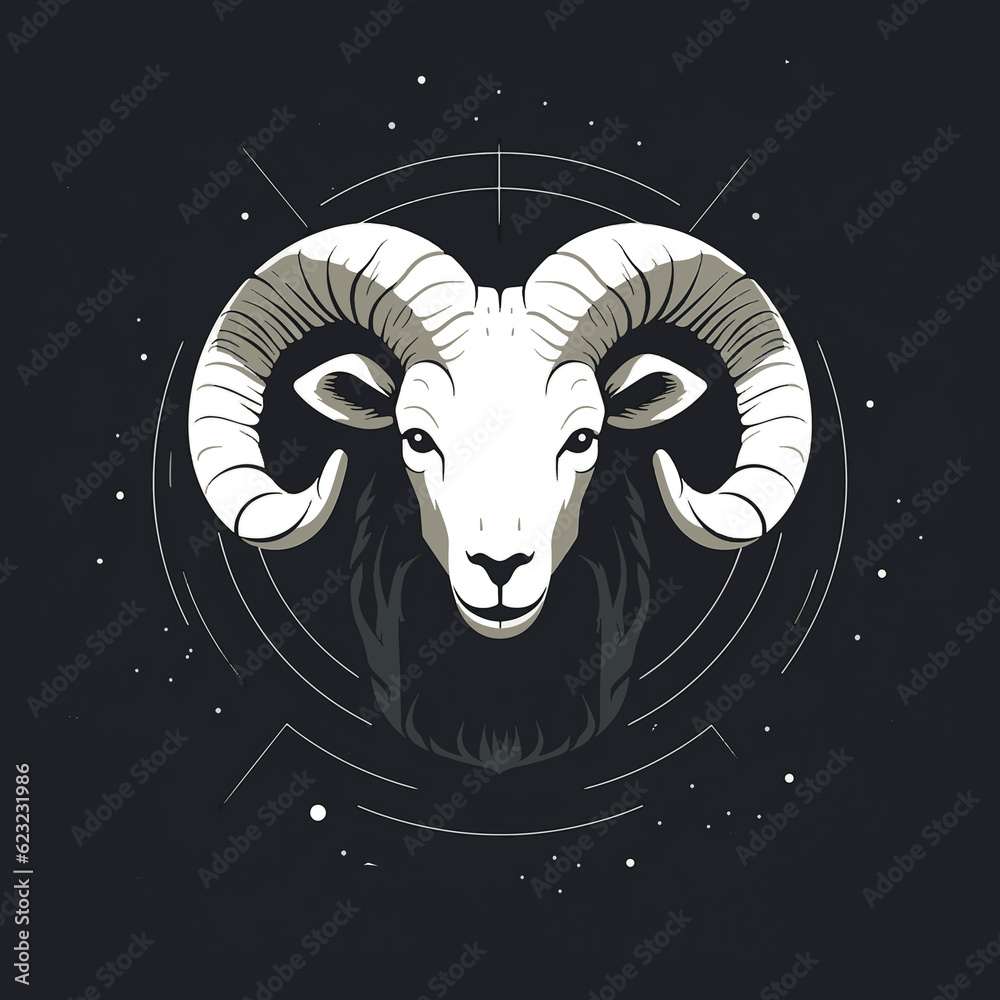 Aries Capricorn goat ram zodiac horoscope astrology twelve metaphysical sectors tattoo print