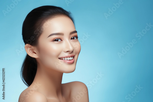 Beautiful smiling Asian model with natural makeup