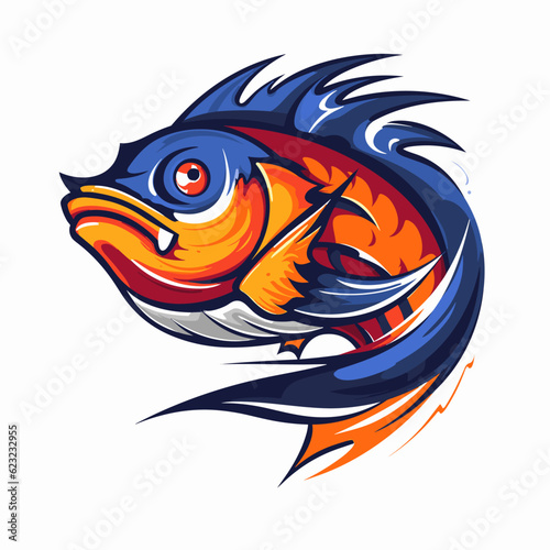Esport vector logo fish, fish icon, fish head, vector, sticker