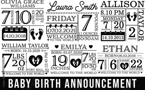 Baby Birth Announcement- Baby Birth Stats