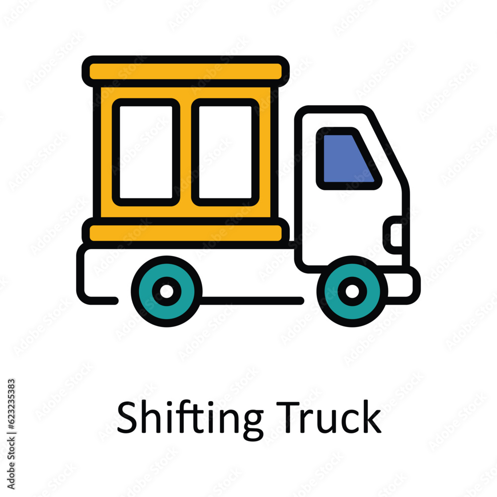 Fototapeta premium Shifting Truck Filled Outline Icon Design illustration. Home Repair And Maintenance Symbol on White background EPS 10 File