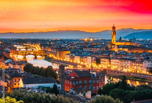 Sunset in the city of Florence