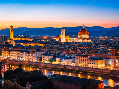 Fotografia, Obraz Sunset in the city of Florence