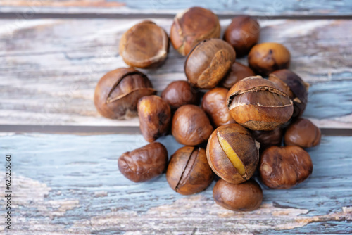 Dried Chestnuts on a background