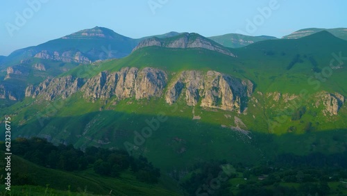 Landscape in spring in the surroundings of the village of San Roque de Riomiera. Miera river valley. Valleys Pasiegos, Cantabria, Spain, Europe photo