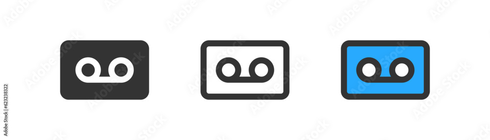 Voice mail icon isolated. Voice recorder symbol. Dictaphone, phone, call, recording. Outline, flat and colored style. Flat design. Vector illustration. Voice mail icon isolated. Voice recorder symbol. Dictaphone, phone, call, recording. Outline, flat and colored style. Flat design. Vector illustration.