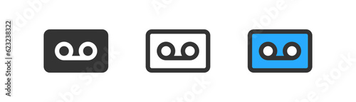 Voice mail icon isolated. Voice recorder symbol. Dictaphone, phone, call, recording. Outline, flat and colored style. Flat design. Vector illustration.