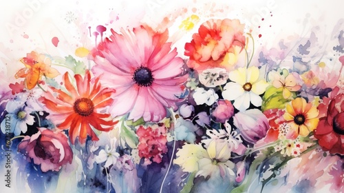  a painting of a bunch of flowers on a white background. generative ai