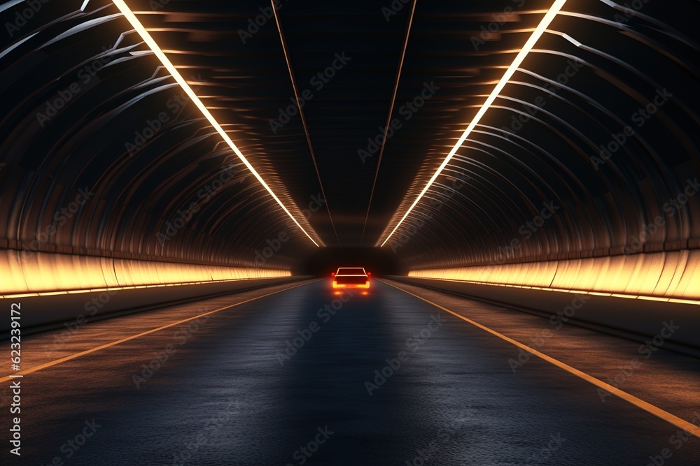Obraz premium tunnel with moving car.