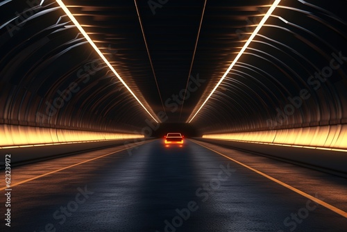 tunnel with moving car.