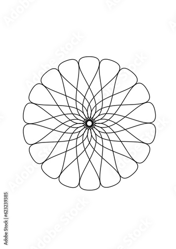 Rosette in form einer sternförmigen blüte  mit abgerundeten blütenblättern

