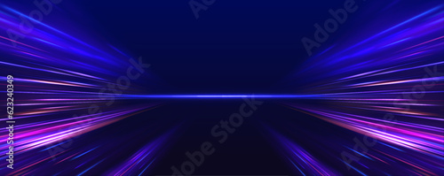 Fotografia, Obraz Panoramic high speed technology concept, light abstract background