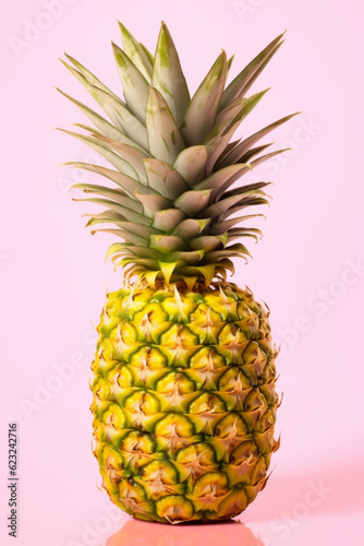 Pineapple on Pink Background. generative ai