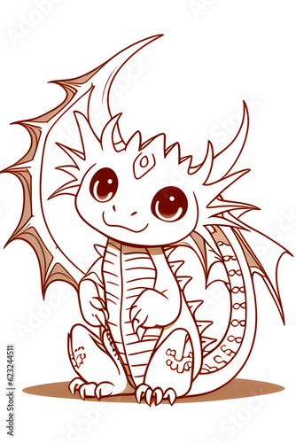Sketch of a cute dragon of year 2024