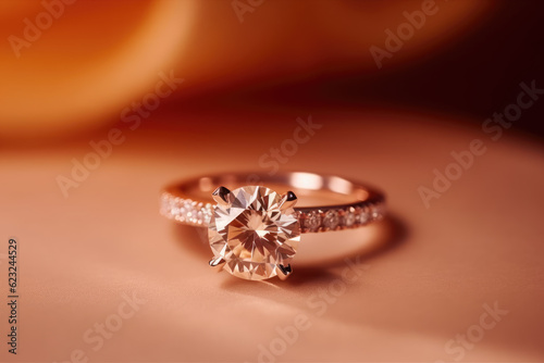 Beautiful diamond ring on peach coloured background | luxury jewellery