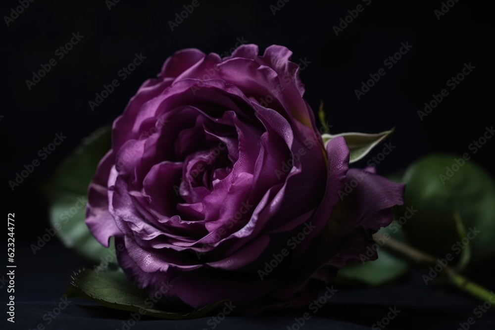 Purple rose on purple background | beautiful and rare purple roses with stem on purple backdrop Purple rose on purple background | beautiful and rare purple roses with stem on purple backdrop
