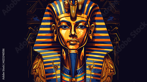 Faraó egípcio Tutancâmon. Arte do pôster, design de camiseta