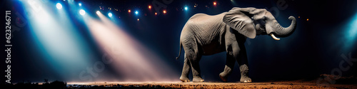 Spotlight Majesty: Captivating Elephant Shining under the Circus Lights