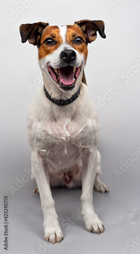 Beautiful happy dog ​​of life. Dog smiling, very happy. © wesleyyaya