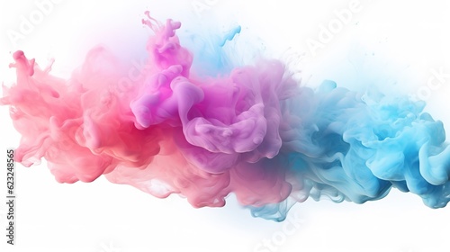 Pastel colors ink clouds on white background