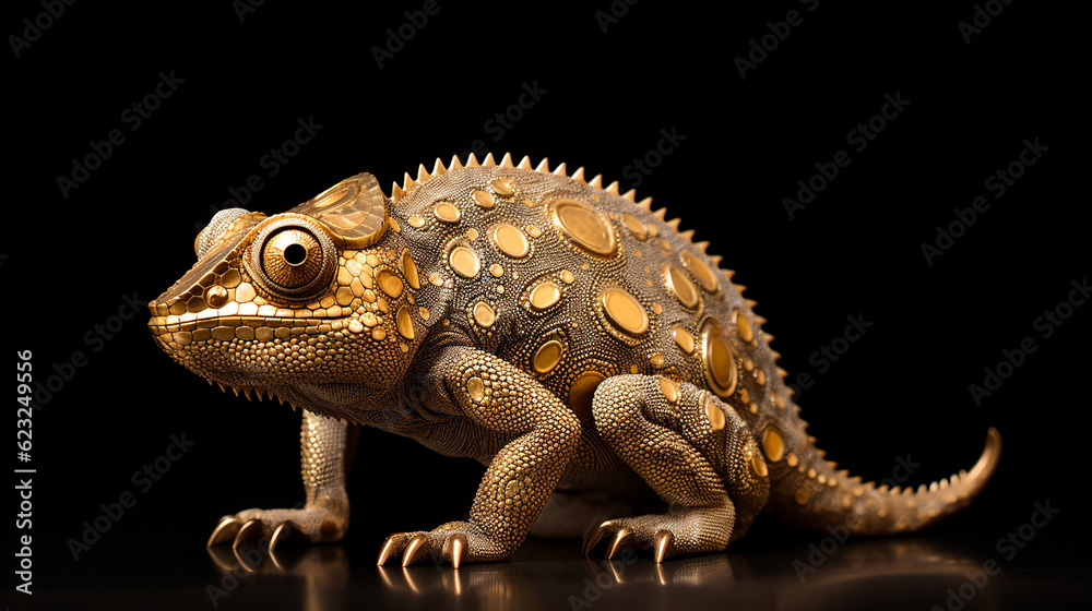 Fototapeta premium camaleão ponta dourada preta