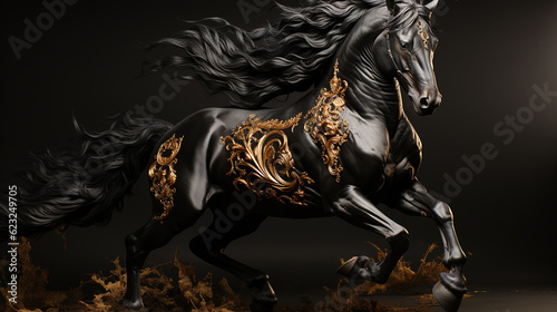 cavalo dourado e preto  photo