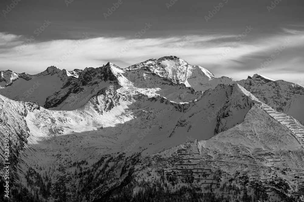 mountains in the snow in Bad Gastein.