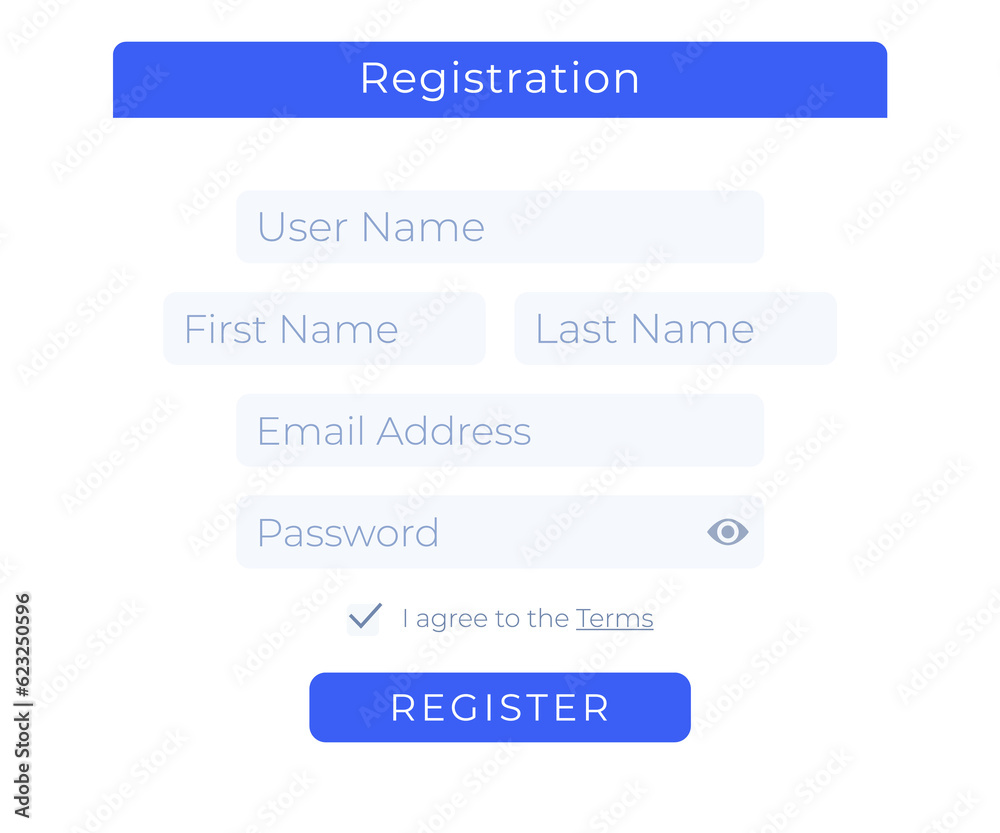 Register form, web page design Register form, web page design