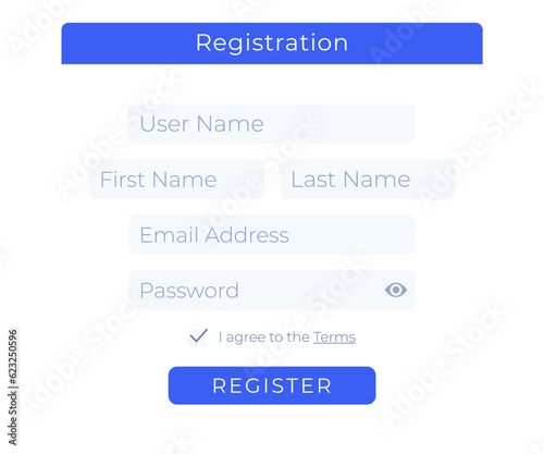 Register form, web page design