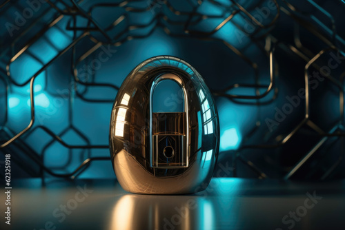 illustration of padlock. Concept of cyber security and personal information defense. generative AI