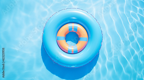 vista superior, flutuador de piscina de borracha inflável legal. Férias de verão