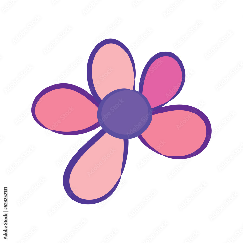 Isolated colored children hand draw flower sketch Vector