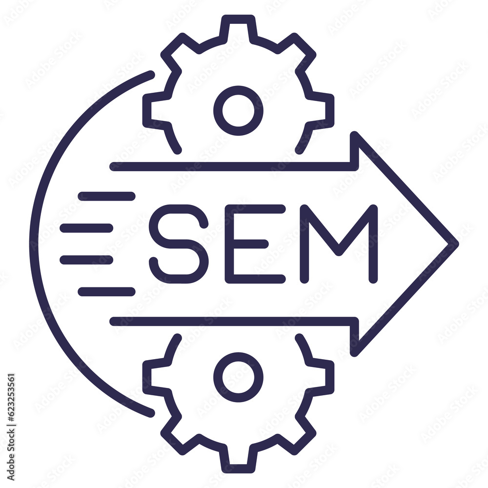 SEM icon, search engine marketing, line design SEM icon, search engine marketing, line design