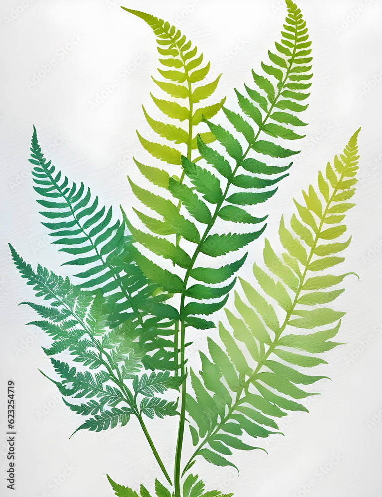 fern leaves watercolor, generative ai