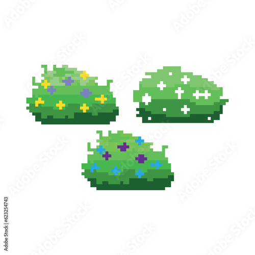 Vector Cartoon Pixelart City shrubbery Isolated Illustration