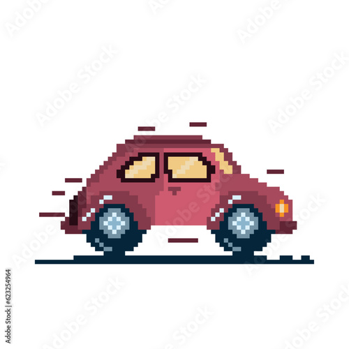 Vector Cartoon Pixelart City car Isolated Illustration