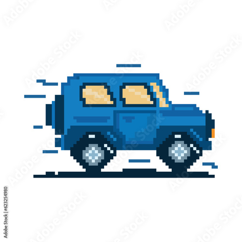 Vector Cartoon Pixelart City car Isolated Illustration