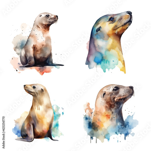 Sealion watercolor paint collection