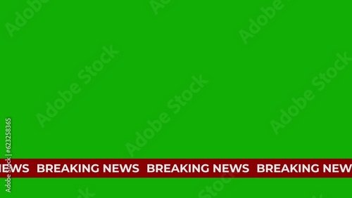 Breaking News Ticker Scrolling Text on Green Background photo