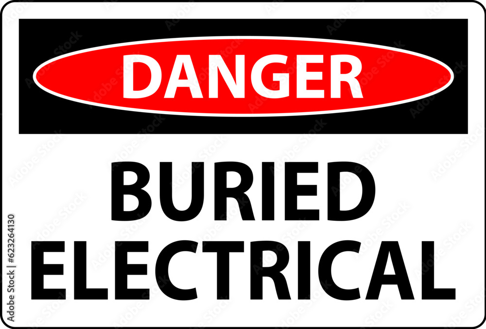 Danger Sign Buried Electrical On White Bacground Danger Sign Buried Electrical On White Bacground