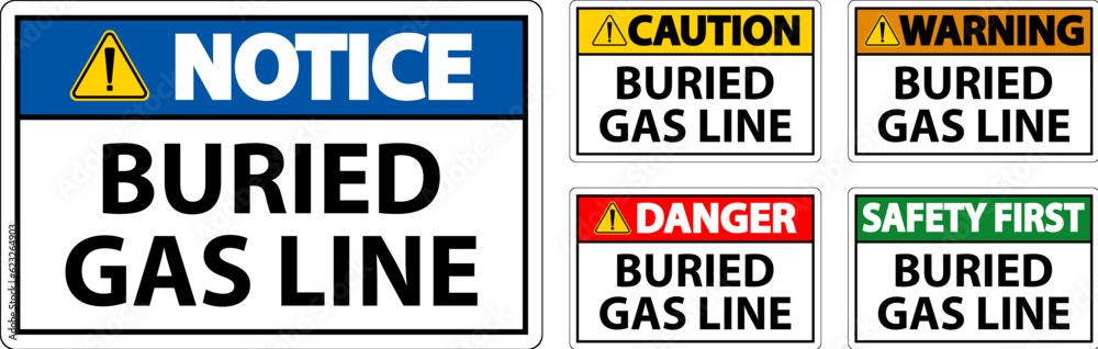 Caution Sign Buried Gas Line On White Background Caution Sign Buried Gas Line On White Background