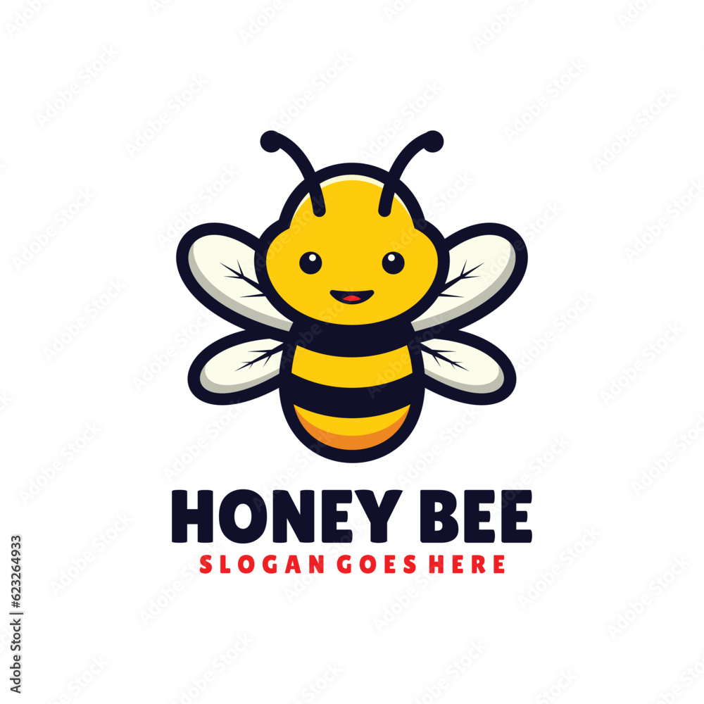 Fototapeta premium Honey bee logo design mascot cartoon