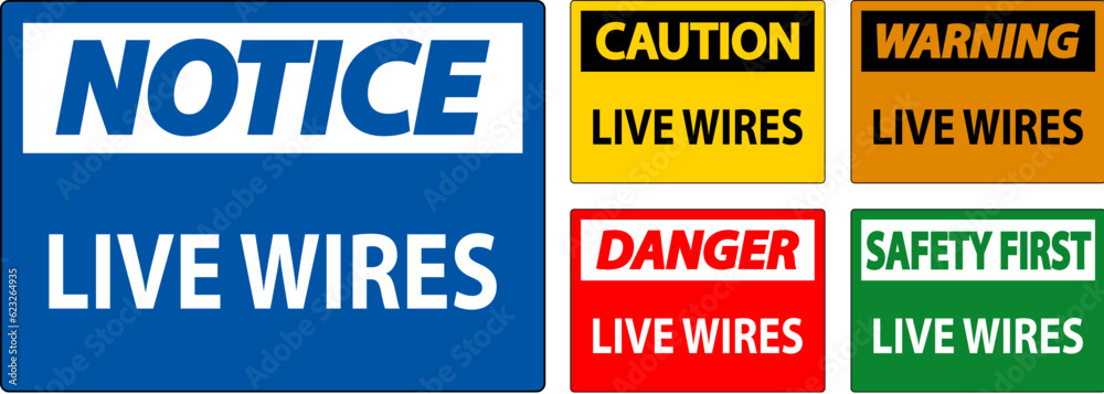 Danger Sign Live Wires On White Background