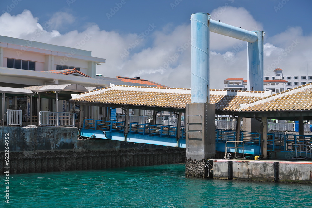 Okinawa,Japan - July 4, 2023: Floating Pier of Ishigaki Ferry Terminal in Ishigaki island, Okinawa, Japan
Okinawa,Japan - July 4, 2023: Floating Pier of Ishigaki Ferry Terminal in Ishigaki island, Okinawa, Japan