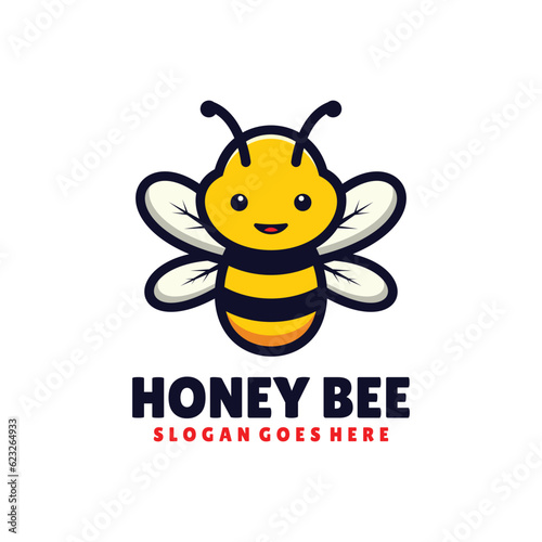 Honey bee logo design mascot cartoon