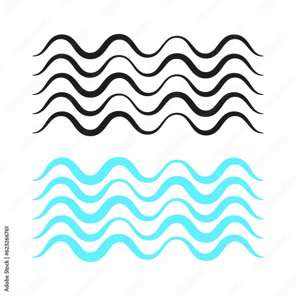 Blue wave and black thick lines. Vector illustration. EPS 10.