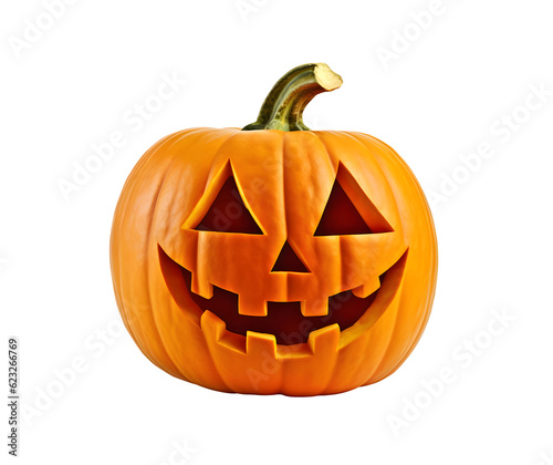 Foto Carved halloween jack o lantern pumpkin isolated on transparent background